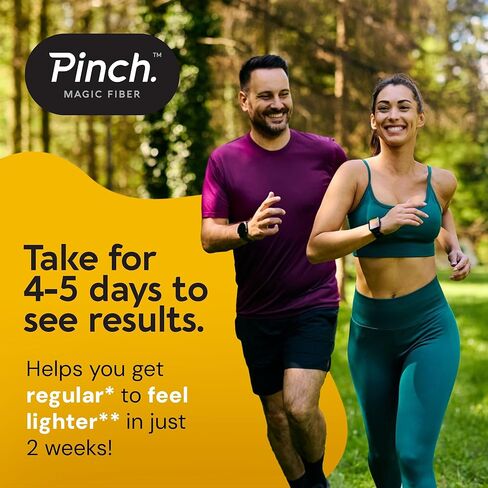 Pinch Magic Sugar Free Fiber Powder – Light Lemon Ginger Psyllium Husk with Bromelain & Vitamins C & D – Vegan, Gluten-Free, Clean Label, USA-Made, GMP-Certified – 28-Day Supply in Saudi Arabia