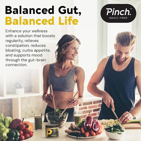 Pinch Magic Sugar Free Fiber Powder – Light Lemon Ginger Psyllium Husk with Bromelain & Vitamins C & D – Vegan, Gluten-Free, Clean Label, USA-Made, GMP-Certified – 28-Day Supply in Saudi Arabia