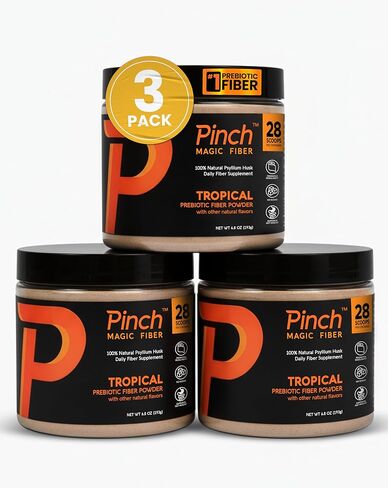 Pinch Magic Sugar Free Fiber Powder – Light Lemon Ginger Psyllium Husk with Bromelain & Vitamins C & D – Vegan, Gluten-Free, Clean Label, USA-Made, GMP-Certified – 28-Day Supply in Saudi Arabia