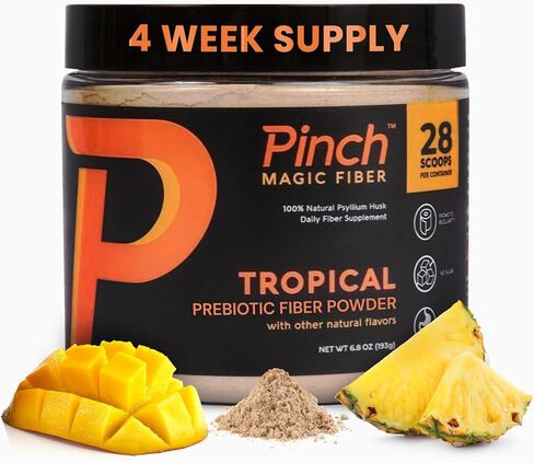 Pinch Magic Sugar Free Fiber Powder – Light Lemon Ginger Psyllium Husk with Bromelain & Vitamins C & D – Vegan, Gluten-Free, Clean Label, USA-Made, GMP-Certified – 28-Day Supply in Saudi Arabia