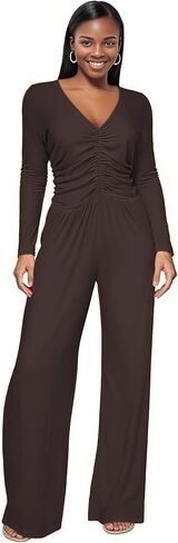 بذلة نسائية كاجوال أنيقة وواسعة الساق وسروال قطعة واحدة بدون أكمام وخصر عالٍ وحفلات العطلات والنوادي in Kuwait