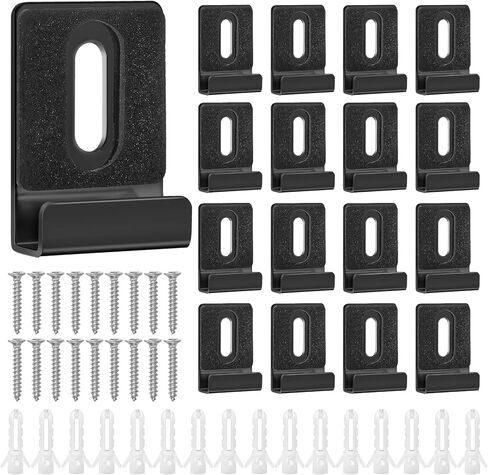 16pcs Metal Mirror Holder Kit, J Type Mirror Hanger Clip Kit with Screws Rubber Pads Mirror Hooks Heavy Duty Mirror Hanger Hardware for Frameless Mounting Wall Tile Billboard Display(Silver) in Saudi Arabia