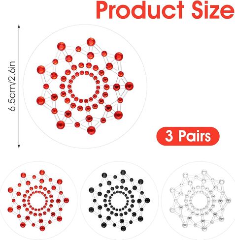 3 Pairs Rhinestone Pasties Sexy Nipple Covers Glitter Crystal Tassel Nipple Pasties for Women Halloween Rave in Saudi Arabia