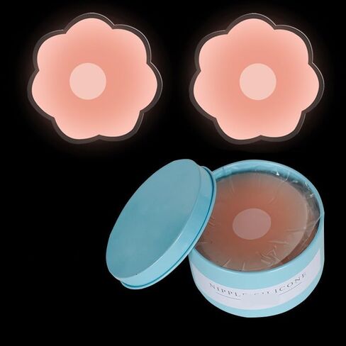 6 Pairs with Box Invisible Silicone Nipple Covers Reusable Women Breast Petals Lift Bras Pasties Bra Padding Sticker Patch Adhesive Pads Intimate,Flower Shape Pink in Saudi Arabia