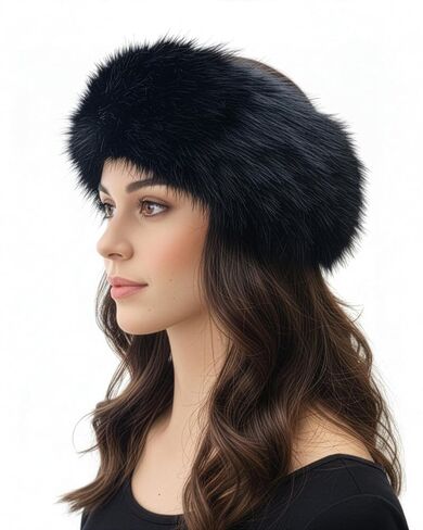عصابة رأس شتوية فاخرة من الفرو الصناعي من DLNYC، غطاء رأس من القطيفة لتدفئة الأذن، إكسسوار أزياء للطقس البارد للرجال والنساء (فضي، قياسي) in Kuwait