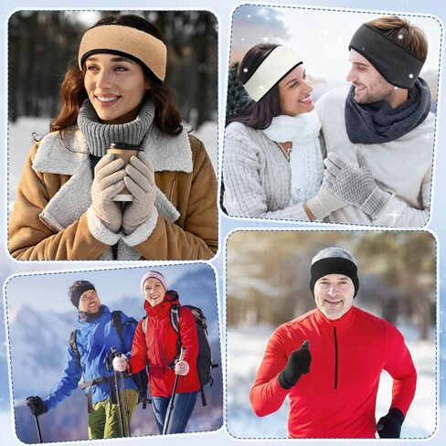 16 Pieces Winter Ear Warmer Headband with Touch Screen Gloves Set for Women Men Fleece Ear Muffs Knit Gloves for Sport Running Cycling Driving Hiking Ski in Saudi Arabia