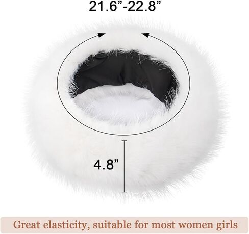 Peicees Faux Fur Headband, Womens Thermal Elastic Hairband Ear Warmer Furry Fleece Russian Hat for Winter Costume Party in Saudi Arabia