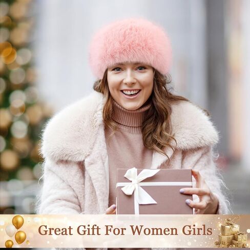 Peicees Faux Fur Headband, Womens Thermal Elastic Hairband Ear Warmer Furry Fleece Russian Hat for Winter Costume Party in Saudi Arabia