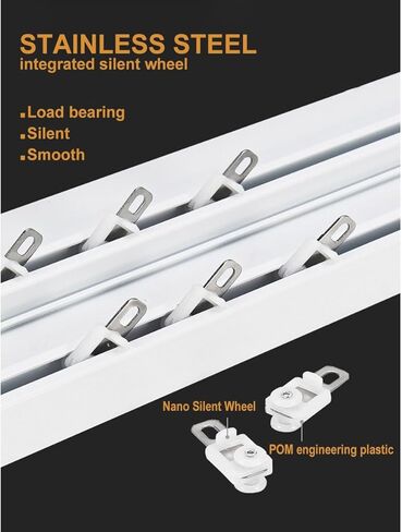 Double Curtain Track System, 450cm Silent Baffle Rail with Integrated Wall Installation, Spliceable Sliding Pulley, Perfect for Home Decor & Window Treatments in Saudi Arabia