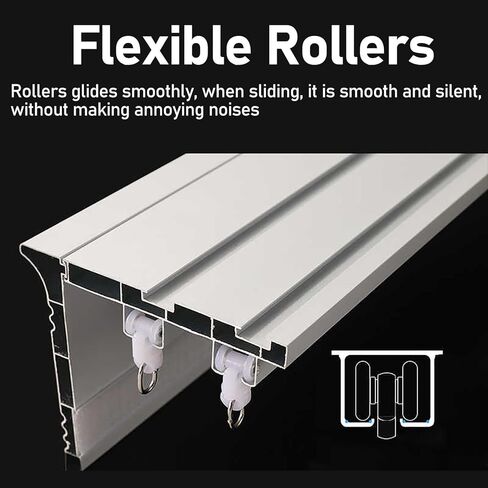 Heavy Duty Wall Mount Curtain Rail Box - Extra Long 1.3m/4.2ft Double Rail Aluminum Decorative Track for Bedroom & Living Room (Light Gray, Cornice Frame) in Saudi Arabia