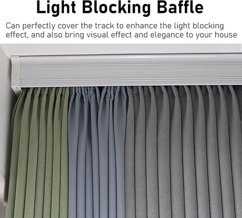 Heavy Duty Wall Mount Curtain Rail Box - Extra Long 1.3m/4.2ft Double Rail Aluminum Decorative Track for Bedroom & Living Room (Light Gray, Cornice Frame) in Saudi Arabia