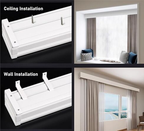Heavy Duty Wall Mount Curtain Rail Box - Extra Long 1.3m/4.2ft Double Rail Aluminum Decorative Track for Bedroom & Living Room (Light Gray, Cornice Frame) in Saudi Arabia