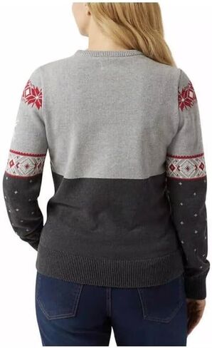 Chaps Women's Crewneck Family Holiday Christmas Sweater (US, Alpha, Small, Regular, Regular, Gray) in Saudi Arabia