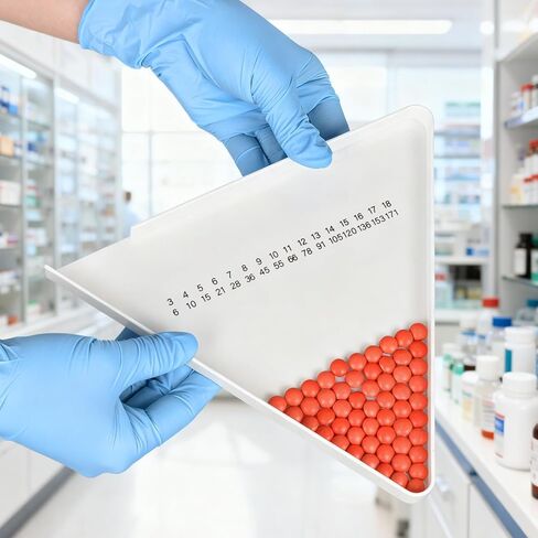 Pill Counter Tray, Triangular Pill Counting Tray with Spatula, Pharmacy Counting Tray for Sorting Tablets in Kuwait