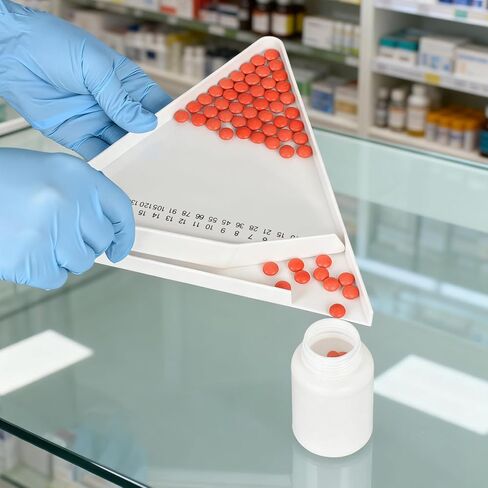 Pill Counter Tray, Triangular Pill Counting Tray with Spatula, Pharmacy Counting Tray for Sorting Tablets in Kuwait