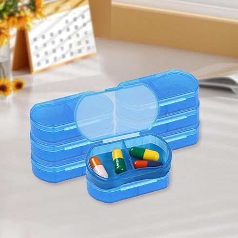 Pill Case Organizer Mini Size Pill Case Portable Pill Case Travel Day Medication Pill Container Pill Box Storage Bag Daily AM and PM Containers Small Pill Holder in Saudi Arabia