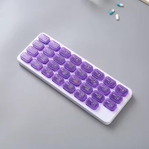 Monthly Pill Organizer, Portable Pill Box, 32 Day Cases Medicine Organizers to Hold Vitamins and Medication(Purple) in Saudi Arabia