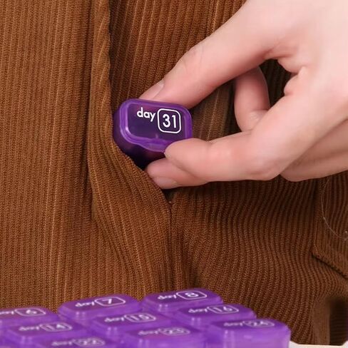 Monthly Pill Organizer, Portable Pill Box, 32 Day Cases Medicine Organizers to Hold Vitamins and Medication(Purple) in Saudi Arabia