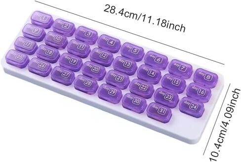 Monthly Pill Organizer, Portable Pill Box, 32 Day Cases Medicine Organizers to Hold Vitamins and Medication(Purple) in Saudi Arabia