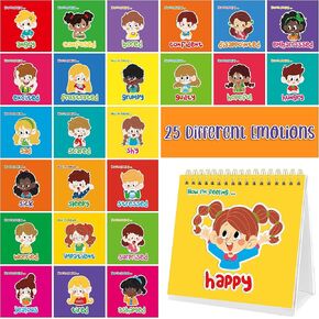 Emotions Flip Chart, 25 Different Moods with Coping Skills-Learn to Identify Various Moods, Real Person Feelings Flipbook for Kids with Autism, ADHD -Educational Tools for Therapy, Classroom, Home Use in Kuwait