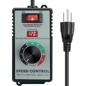 AC Motor Speed Controller 120V 15A Variable Speed Controller & Fan Speed Controller, Electronic Voltage Regulator for Electric Motors with Overload Protection, LED Display for Precise Control
