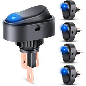 Nilight 5PCS LED Lighted Rocker Switch 12V Illuminated ON Off Toggle Switch 30A 3Pin SPST Oval Shaped Switch 12mm Hole Red Yellow Blue Green for Car Truck RV Motorcycles Marine Boats, 2 Years Warranty in Saudi Arabia