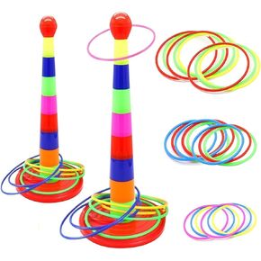 2 Color Columns + 48 Circles, Colorful Happy Circle Game,Children's Play Park, Christmas Party Birthday Party Gift. Suitable for Indoor Holiday Games Family Christmas Party Games