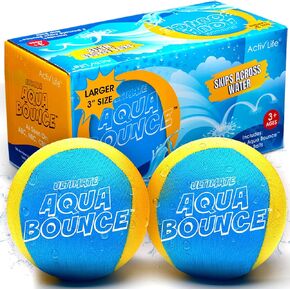 Activ Life The Ultimate Larger 3" Size Skip Balls - Water Bouncing Ball, Beach Toys for Friends & Family, Pool Toys and Beach Must Have, Two Pack