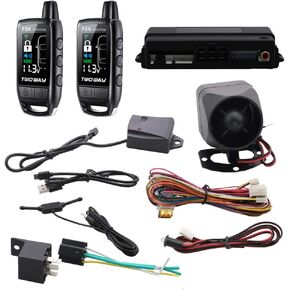 EASYGUARD EC206-B 2 Way car Alarm System with Rechargeable LCD Pager Vibration Alarm Warning Remote Trunk Release keyless Entry 868Mhz DC12V