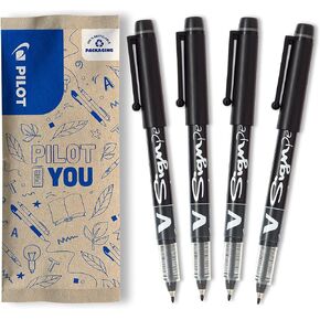 Pilot V-Sign Pen Liquid Ink Tip - Black (Pack of 4)
