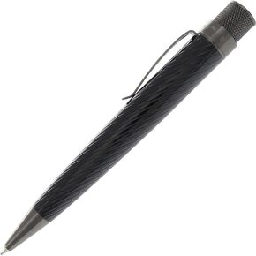 Retro 1951 Tornado Big Shot Bronx Navy Rollerball Pen - Elegant Spiral Engraved Design with Chrome Trim & Blue Lacquer Finish