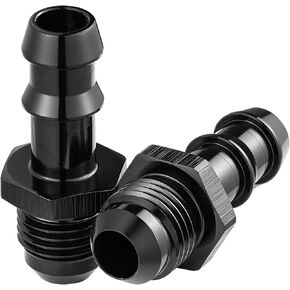6AN Male Flare to 3/8 Hose Barb Straight Fitting Adapter, Aluminum Straight Swivel Hose Fitting Fuel Line Adapter-2 PC