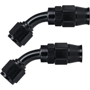 PTNHZ 2PCS 6AN 90 Degree PTFE E85 Hose Fitting End Only For PTFE Nylon Stainless Steel Braided Oil Fuel Line Reusable Hose Adaptor Anodized Aluminum Alloy Black