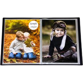 Portfolio - Presentation Display Photo Album Holds 48 Pictures, Space Saver Album with Slip-in Pockets 11 by 14 Inch, Black