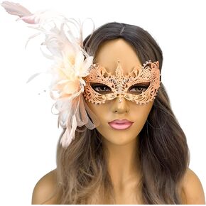 Feather Lace Masquerade Mask for Women Lace Mask Mardi Gras Feather Lace Masks Venetian Mardi Gras Burlesque Brocade Mask