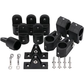 Boat Bimini Top 7/8 Inch Hardware,Marine 3 Bow Bimini Top Nylon Fittings,Awning Hardware 12 Set Accessories,Include 4 Pcs Boat Jaw Slide,6 Pcs Eye End Caps,2 Pcs Deck Hinge and Installation Screws