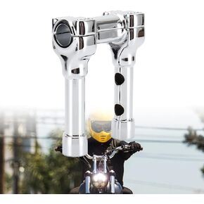 Chrome 1.25 inch Diameter Investment-cast steel Risers 14 inch Rise One-Piece Handlebar Top Clamp Kit for Harley Dyna Softail Sportster