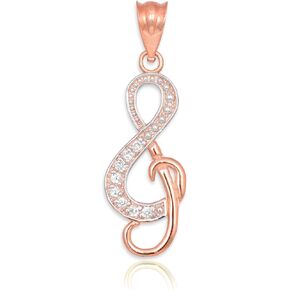 10k and 14k Gold Diamond Treble Clef Charm Music Note Pendant