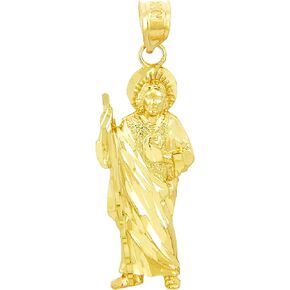 10k Yellow Gold 1" Christian Saint Jude Thaddeus Patron Saint of Lost Causes CharmSaint Jude Charm Pendant