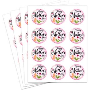 Happy Mother's Day Floral Stickers, 48 Pcs Gift Wrap labels for Packaging Thanks Cards Envelopes Seals DIY Craft Boxes Bouquets Cupcake Toppers Candy Bags, Mothers Tag Stickers Party Favor Decorations