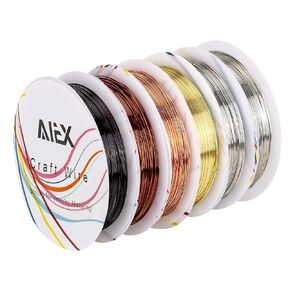 AIEX 6 لفات 26 مقياس تشويه مقاومة الأسلاك النحاسية والمجوهرات العارية للحرف اليدوية الديكور مستلزمات صناعة المجوهرات