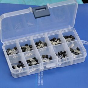 Electronics-Salon Bipolar Small-Signal Transistors Assorted Kit, 10 Types: 2N3904 2N3906 2SA1015 2SC1815 2N4401 2N4403 2N5551 2N5401 MPS2222A MPS2907A.