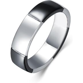 Lattd 925 Black and Silver Band Ring for Men Boys Size 8/9/10 in Sterling Silver