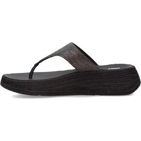 صندل نسائي من FitFlop على شكل F-Mode Espadrille Glitz-Canvas ذو شكل مسطح ومقدمة قدم ويدج