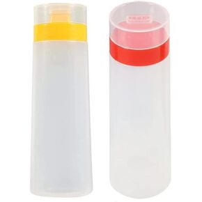 Jilukibo 4 Hole Jam Squeeze Bottle with Cap Lids, 300ml Large Capacity Leak Proof Condiment Squeeze Sauce Bottles for Salad Dressing, Ketchup, Mayonnaise, Olive Oil (2 Pack)