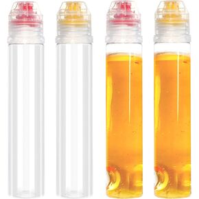RONRONS 4 Pack Clear Plastic Honey Bottles, Squeeze Honey Bottle with Flip Lids, Empty Condiment Container Dispenser, Camping Travel Size Bottles for Syrups, Ketchup, Salad Dressing, Cooking Oils