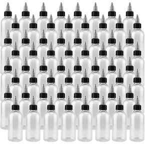 JAPCHET 50 Pack 5oz Empty Plastic Squeezing Bottles, 150ml Plastic Bottles with Twist Top Cap, Clear Condiment Squeeze Bottles for Oil, Ketchup, Mustard, Sauces, Dressing, Art, Crafts and More