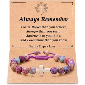 Tarsus To My Girls/Boys Bracelet Gifts, Natural Stone Bracelet Graduation Gifts Cross Charm Birthday Easter Communion Gifts for Teens Girls/Boys