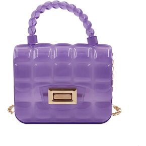 Mini Candy Color Jelly Crossbody Purse for Little Girls Women Transparent Cassette Handbag Shoulder Bag with Top Handle