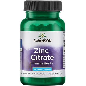 Swanson Zinc (Citrate) 30 Milligrams 60 Capsules